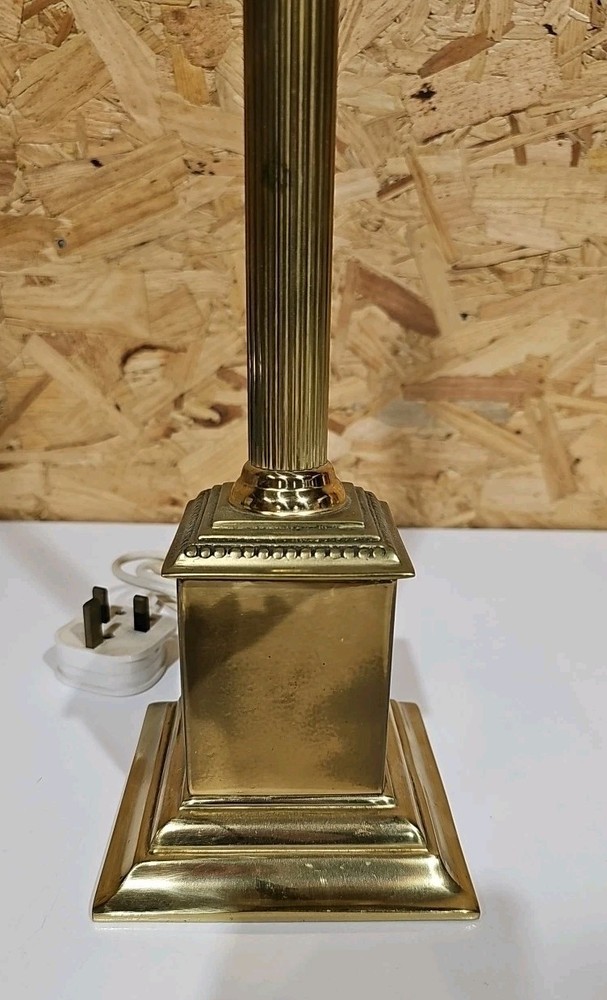 Vintage Brass Corinthian Column Table Lamp Fair Condition Working