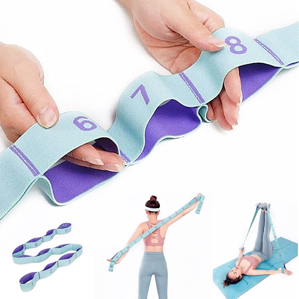 Stretching Strap with Loops - Portable Leg Stretcher Elastic Exercise Band - ...