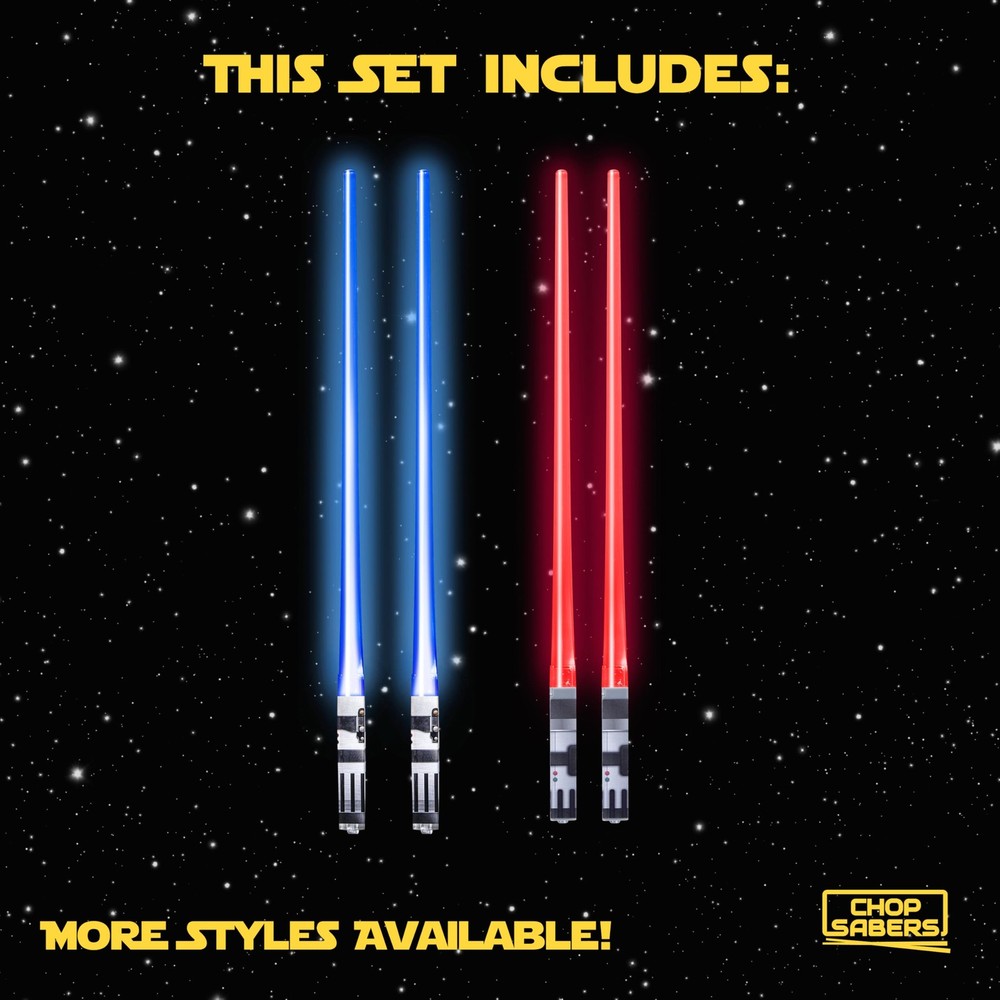 Lightsaber Led Light Up Chopsticks (2 Pair, Red & Blue)
