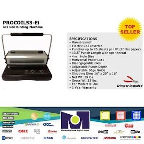 PROCOIL53-Ei 4:1 Coil Binding Machine DIY Ships Free