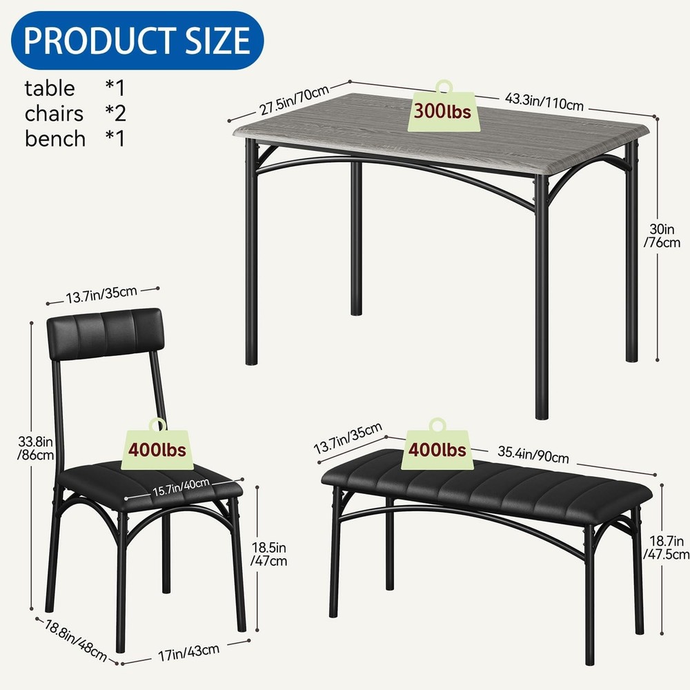Dining Table Set 4 Kitchen Table W/ Chairs 4 Rectangular Wood Dining Room Table