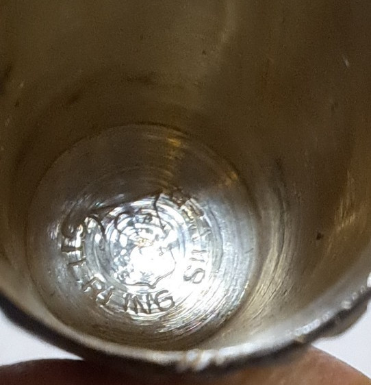 Vtg Sterling Silver Thimble Size 11 Initials DJB