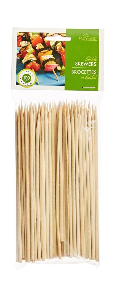 Fox Run 5476 Bamboo Skewers, 6", Brown 6"