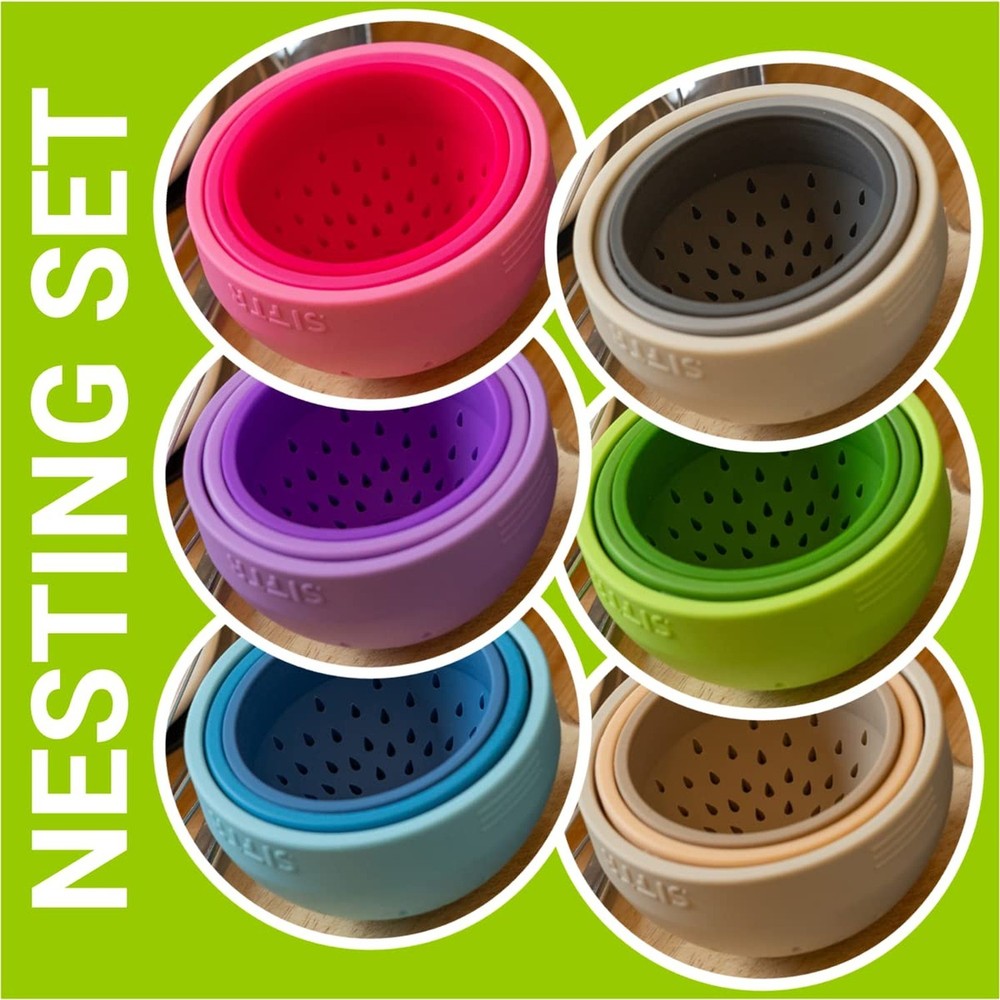 (PINK) Nesting Can Strainer Mini Colander Set - Space Saving Small Colanders ...