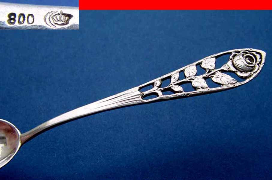 Tea/Coffee Spoon, Rose Decor, 800 Silver B339