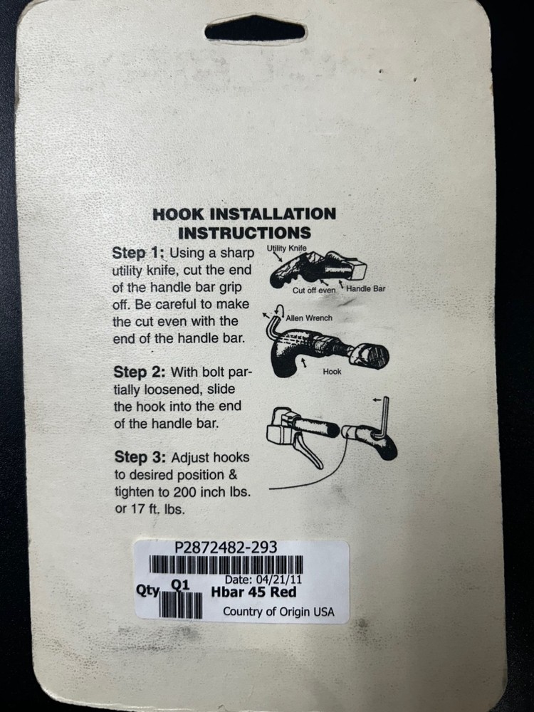 Polaris New OEM Snowmobile 45 Degree Handlebar Hooks Red (1 per pack)