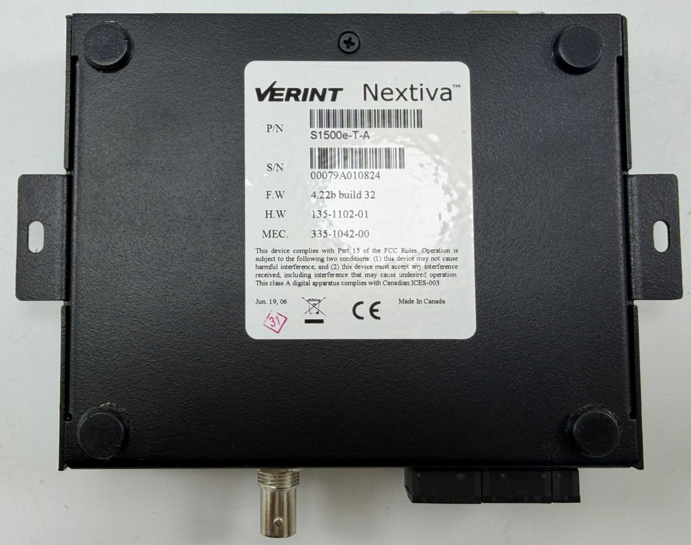 VERINT NEXTIVA S1500e-T-A NETWORK VIDEO SERVER WITH AUDIO