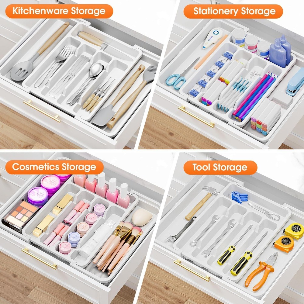 Silverware Organizer，Adjustable & Expandable Utensil Drawer Organizer, BP