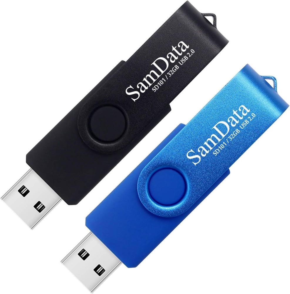 Versatile 32GB USB Flash Drives 2-Pack for Effortless Data Backup - Black/Blue