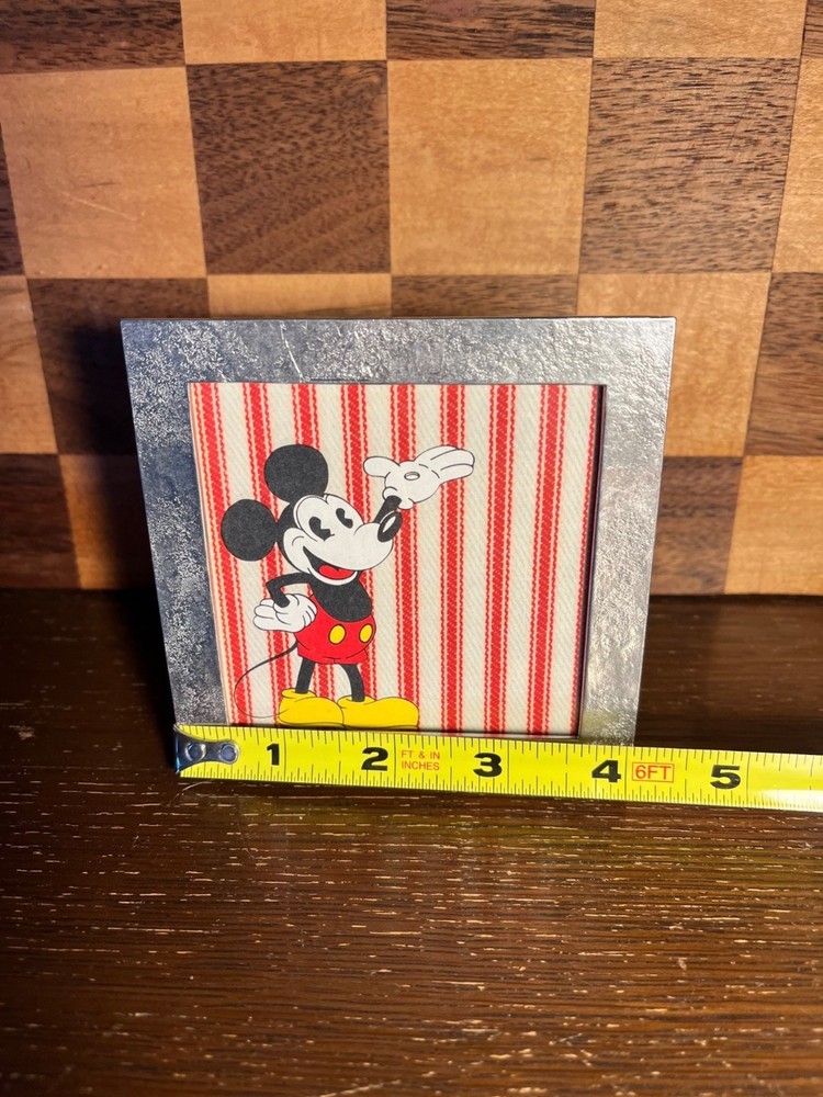Square Pewter Frame with Vintage Mickey Cut to Fit