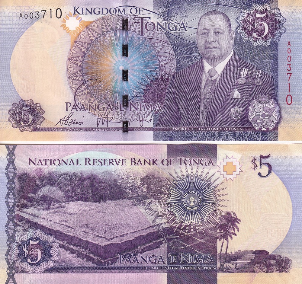 Tonga 5 Pa'anga 2015 P 45 UNC