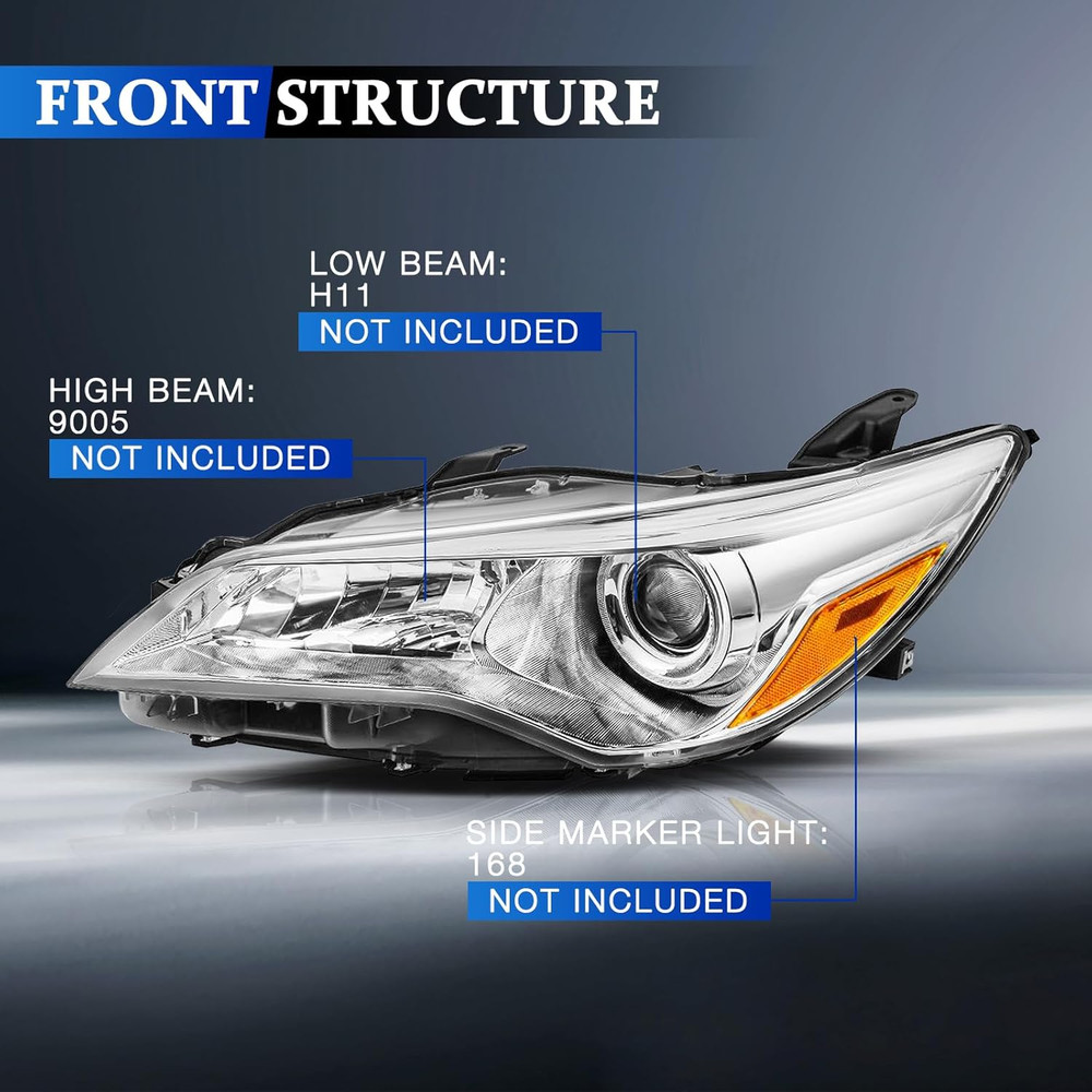Headlight Assembly Compatible with 2015-2017 2015 2016 2017 Toyota Camry Driver
