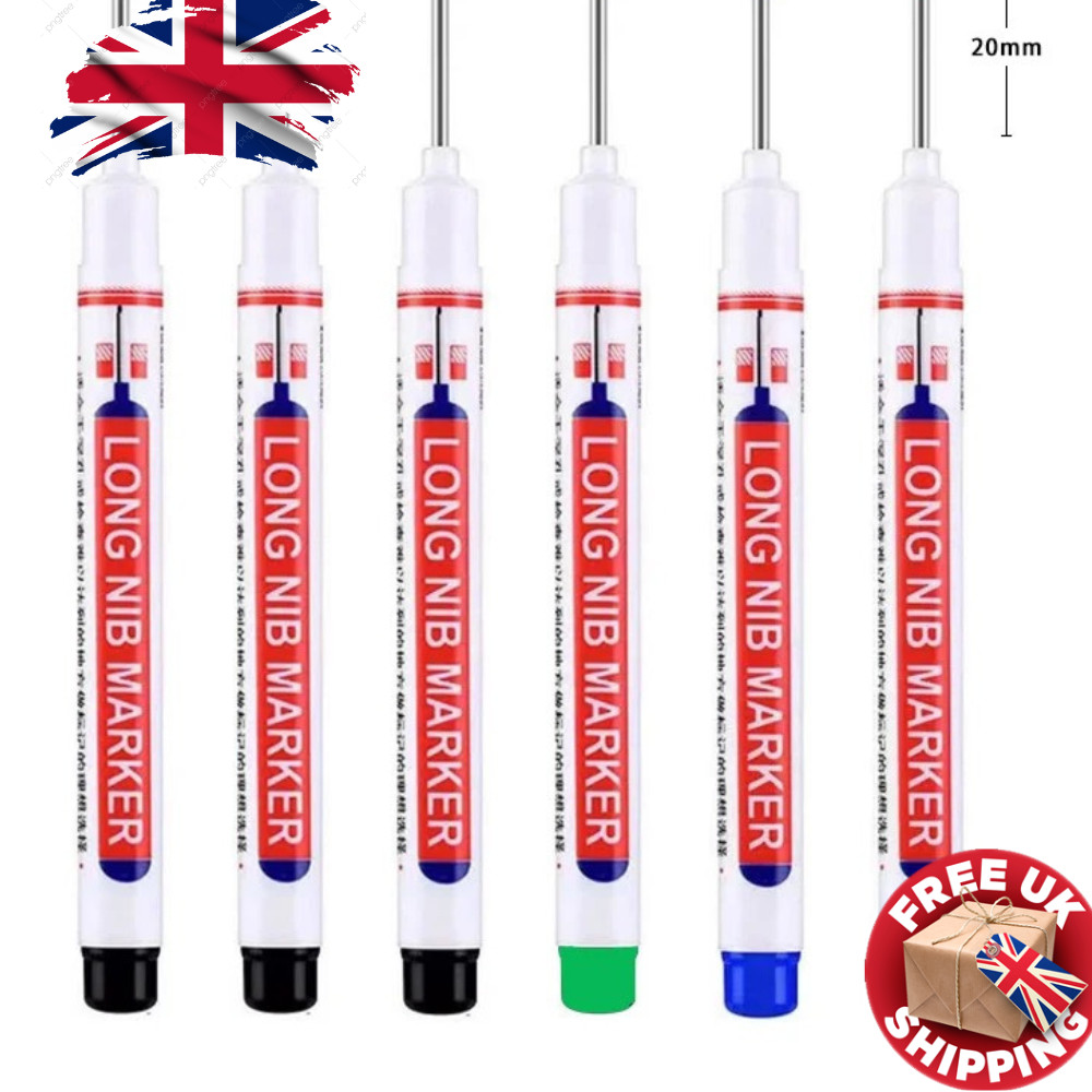 6Pcs/Set 20mm Deep Hole Long Nib Markers