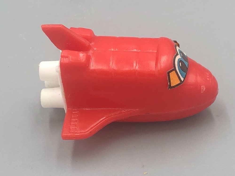 1990s Red ROCKET SPACE SHIP Toy CANDY CONTAINER Vintage