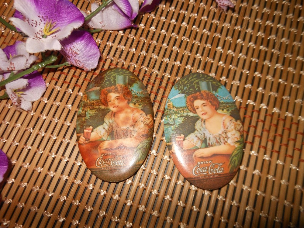 2 Vintage Coca Cola Oval Mirrors