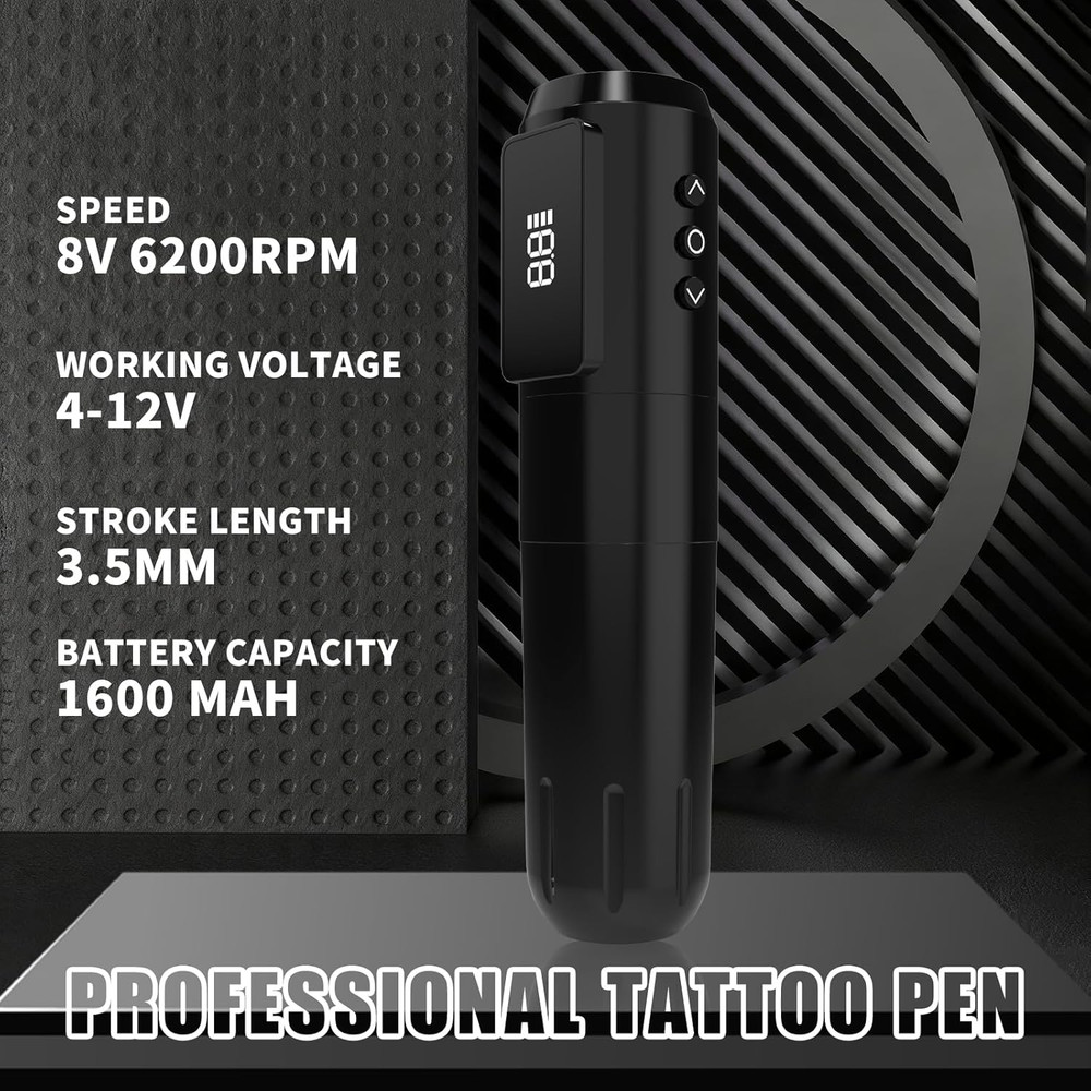 Wireless Tattoo Gun Kit with LED Display and Complete Accessories Set