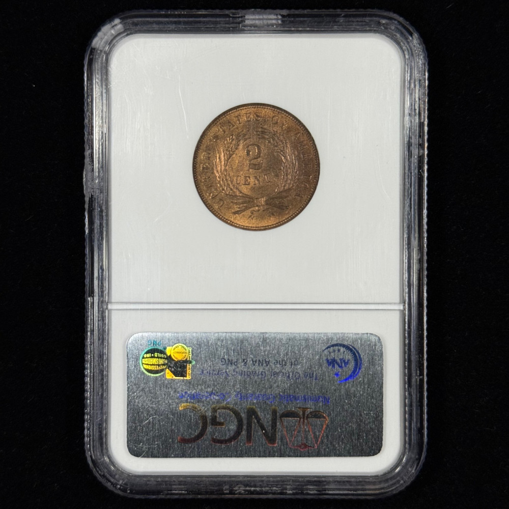 1867 2C MS65 RB NGC Two Cent Piece - CAC Approved - Nice Coin