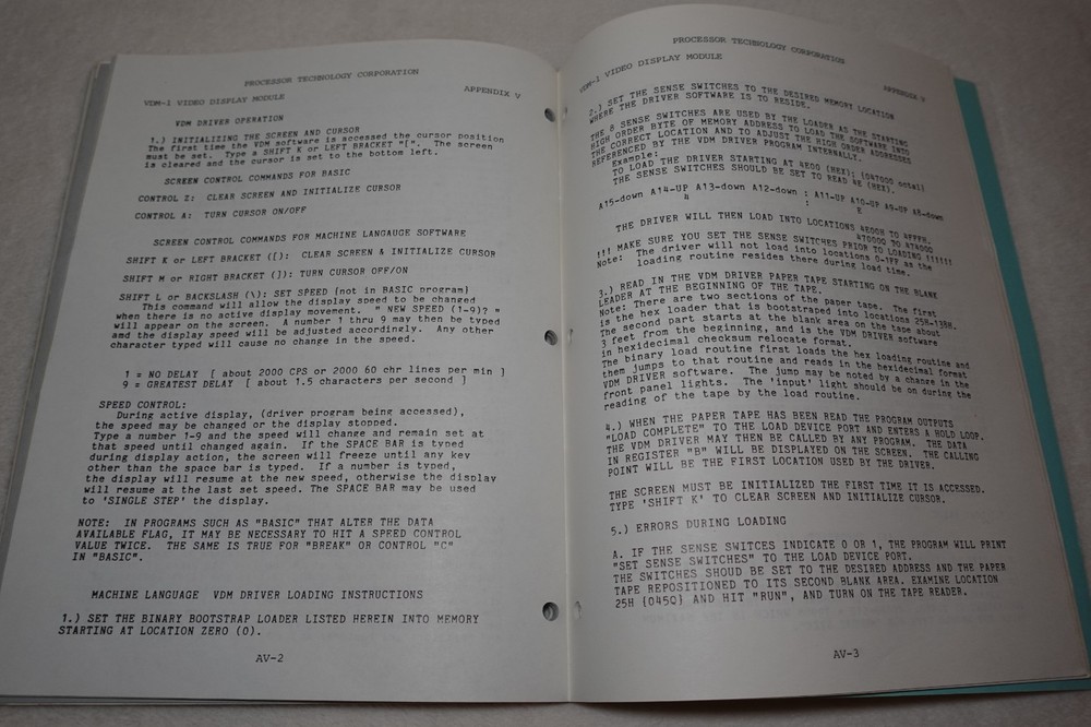 VDM-1 Video Display Module Assembly Test Instructions 1977 Processor Technology