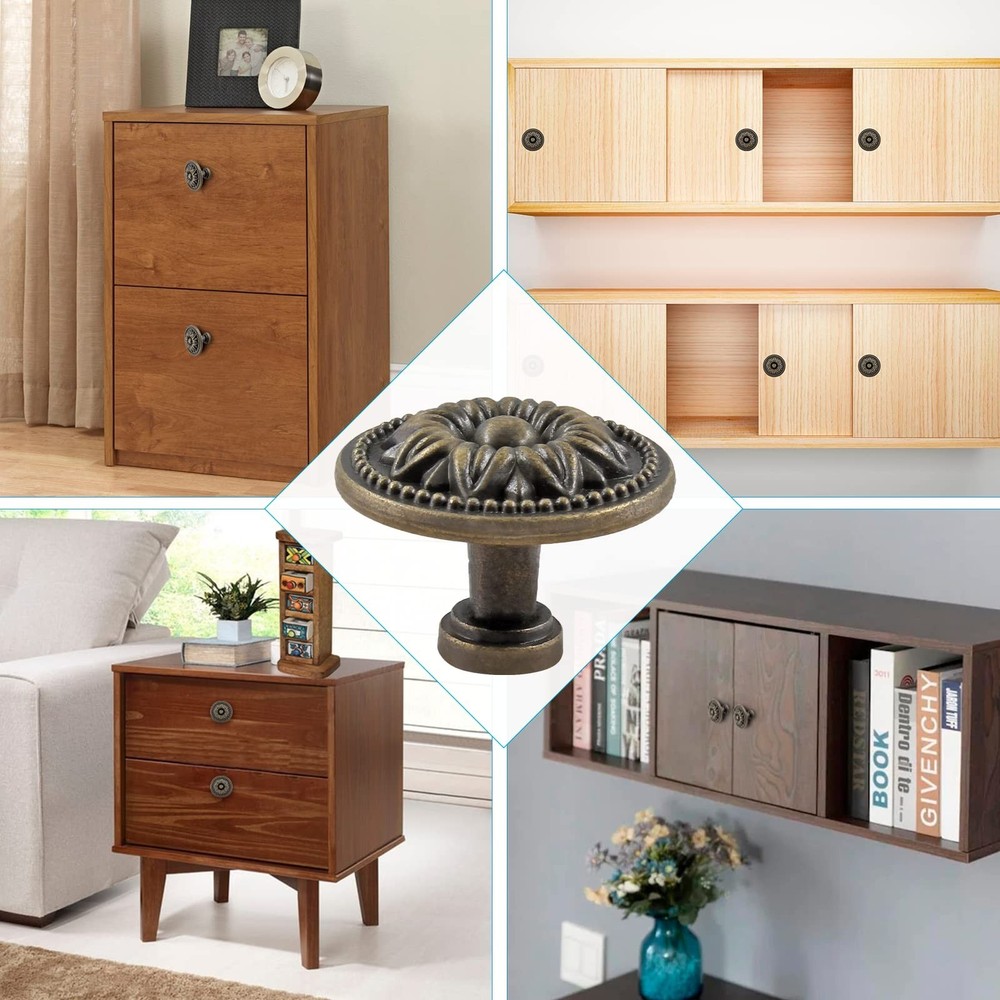 12 Pack Vintage Dresser Knobs - Bronze, Small Drawer Knobs, Antique Cabinet P...