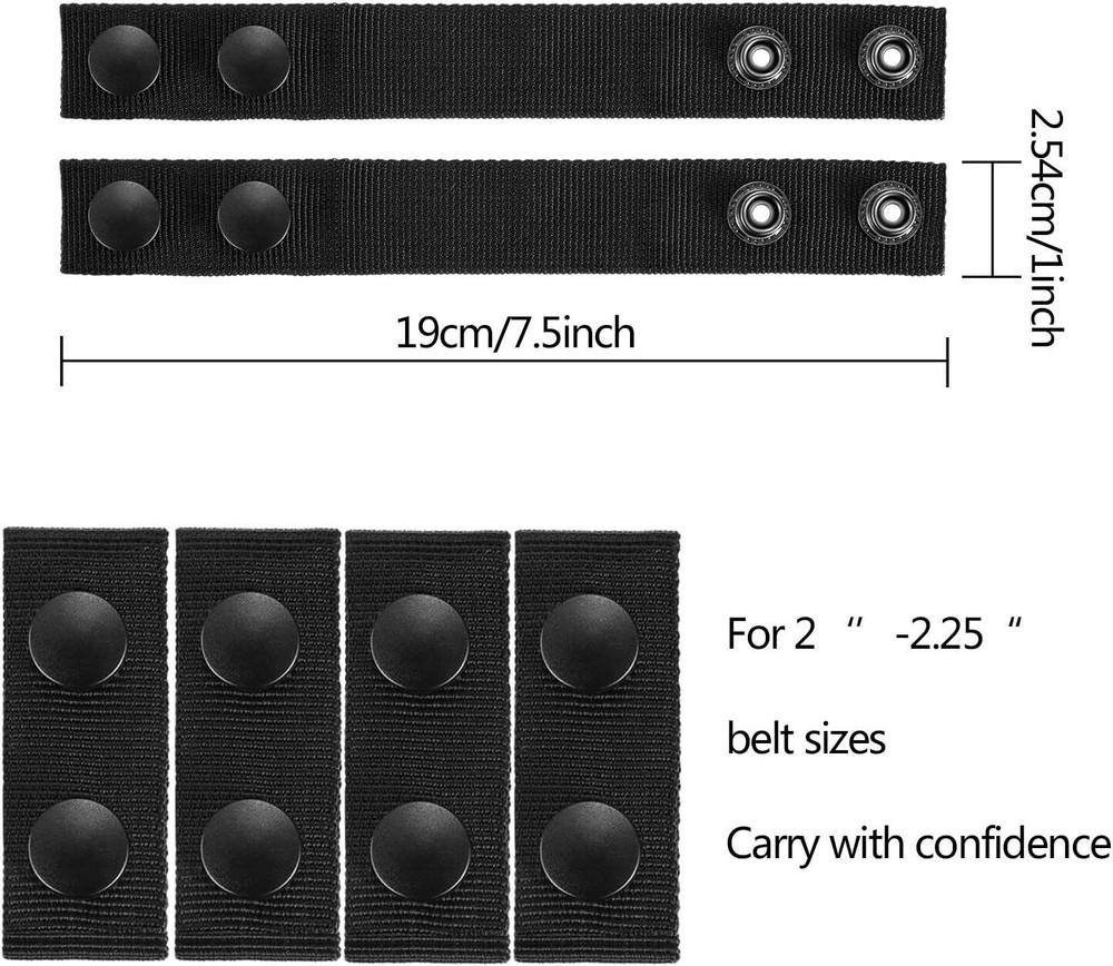 Belt Keeper 4Pcs Nylon Webbing Loop with Double Snaps for Tactical Belt Buckle