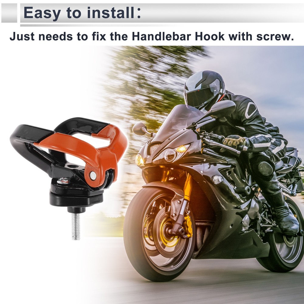 Open-Closed Butterfly Hook Double Motorcycle Hook 1pc Black Orange