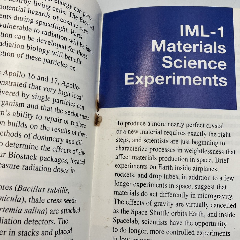 First International Microgravity Laboratory NASA Booklet Space Aeronautics