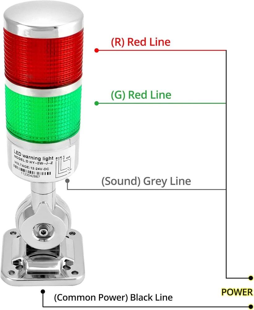 QWORK Industrial Warning Lights, 12-24V LED Stack Tower Lights with Red