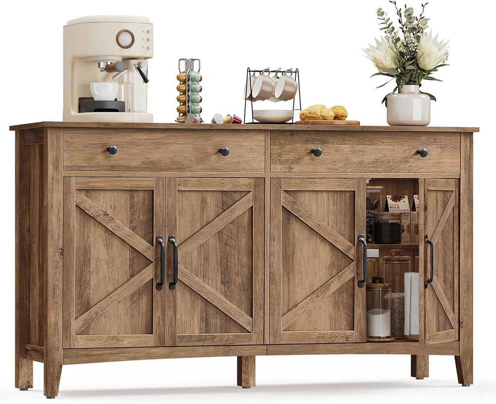 MAXE Collection Buffet Cabinet Fluted Console Cabinet Sideboard W/ Adjustable