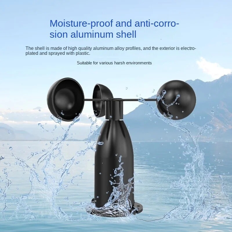 Wind Speed Transmitter Sensor Carbon Three Cups Anemograph Meteorological RS485
