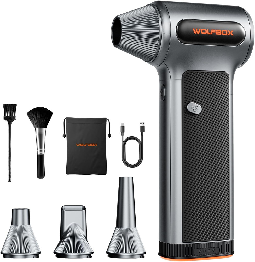 MF200 Compressed Air Duster with Removable Battery & 4 Nozzles, Cordless 3-Speed