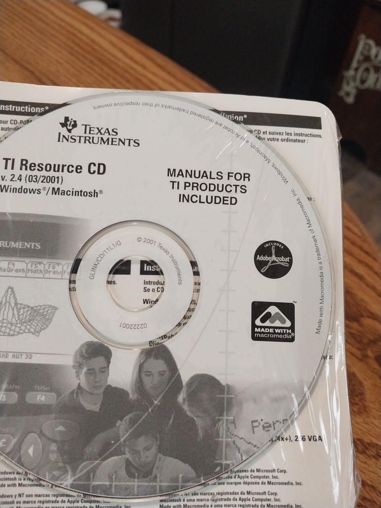 TI Resource CD Graphing Calculator Manual CD-Rom v2.4 Software Windows/Macintosh