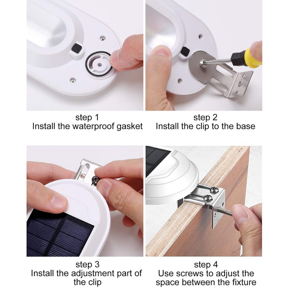 Solar Gutter Lights Outdoor Security Light, Waterproof Wall Sconces Lights Su...