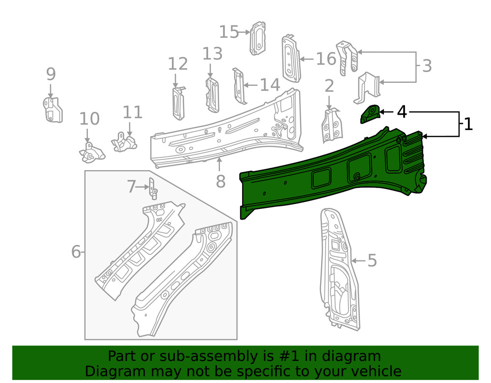 Genuine GM Passenger Side Front Compartment Upper Side Rail 84524014