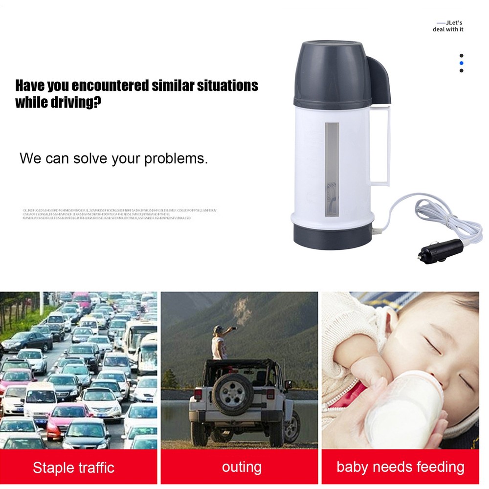 12V 24V Car Kettle Electric Heating Kettle Car Coffee Pot for Road-Trip