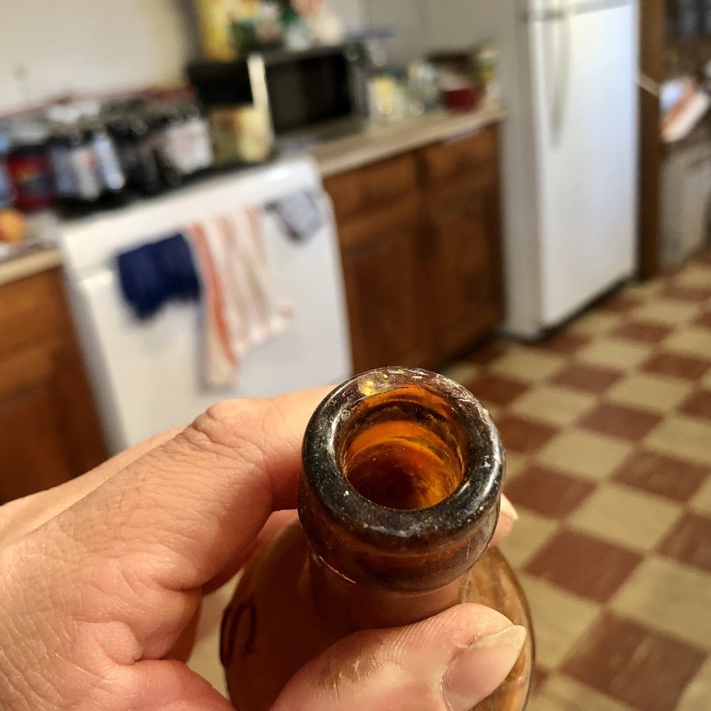 Blown Amber Crown Top Beverage Type Bottle S A W Initials On Shoulder Beer?