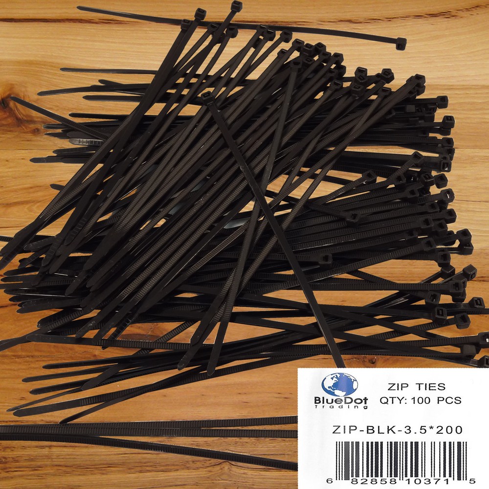 100 Pack PCS 8" inch Network Cable Cord Wire BLACK Tie Strap 40 Lbs Zip Nylon