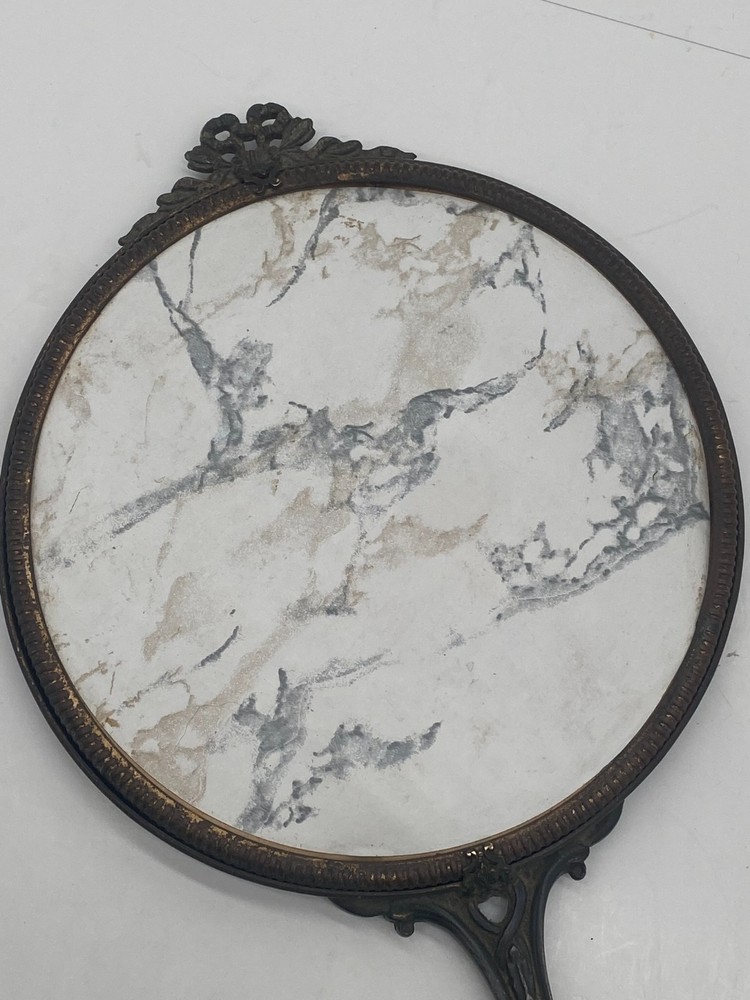 Vintage Vanity Hand Mirror – Decorative Metal Frame