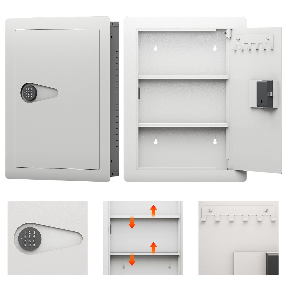 Off Digital Flat Hidden Wall Safe Electronic Keypad Heavy Duty Steel Security