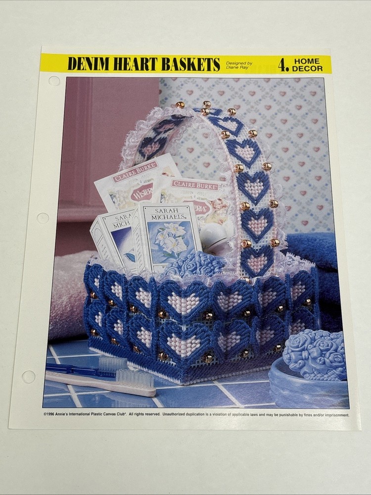 Denim Heart Baskets Annie's Attic Plastic Canvas Pattern Page