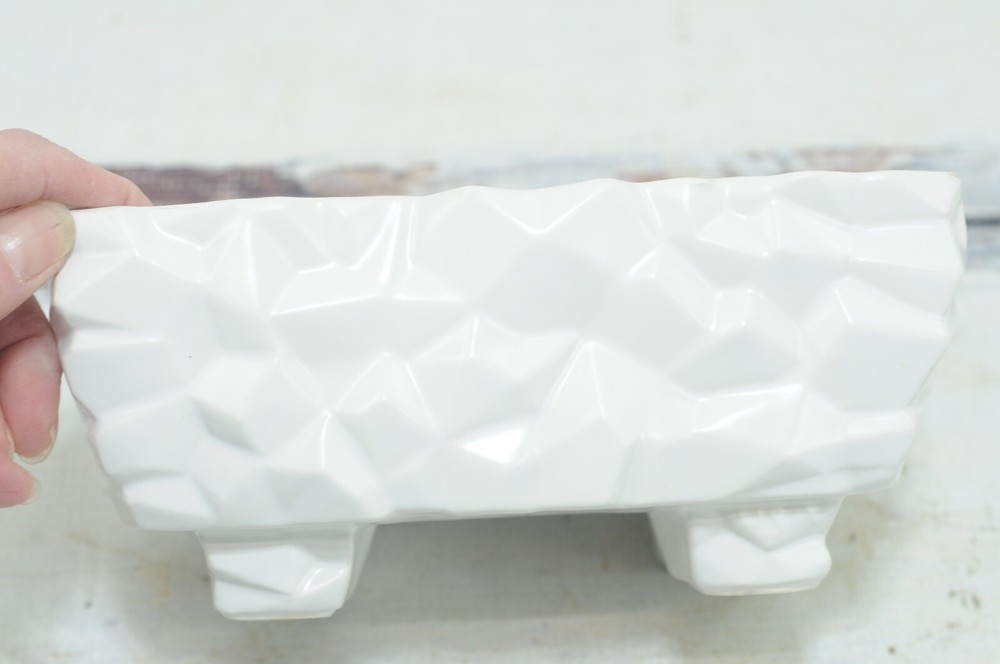 Vintage . McCoy Geometric Pottery White Rectangular Window Box Planter Flower #2