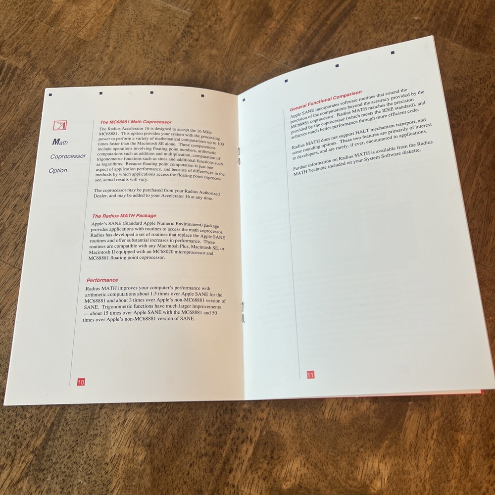 Vintage Radius Accelerator 16 User's Manual - MINT CONDITION