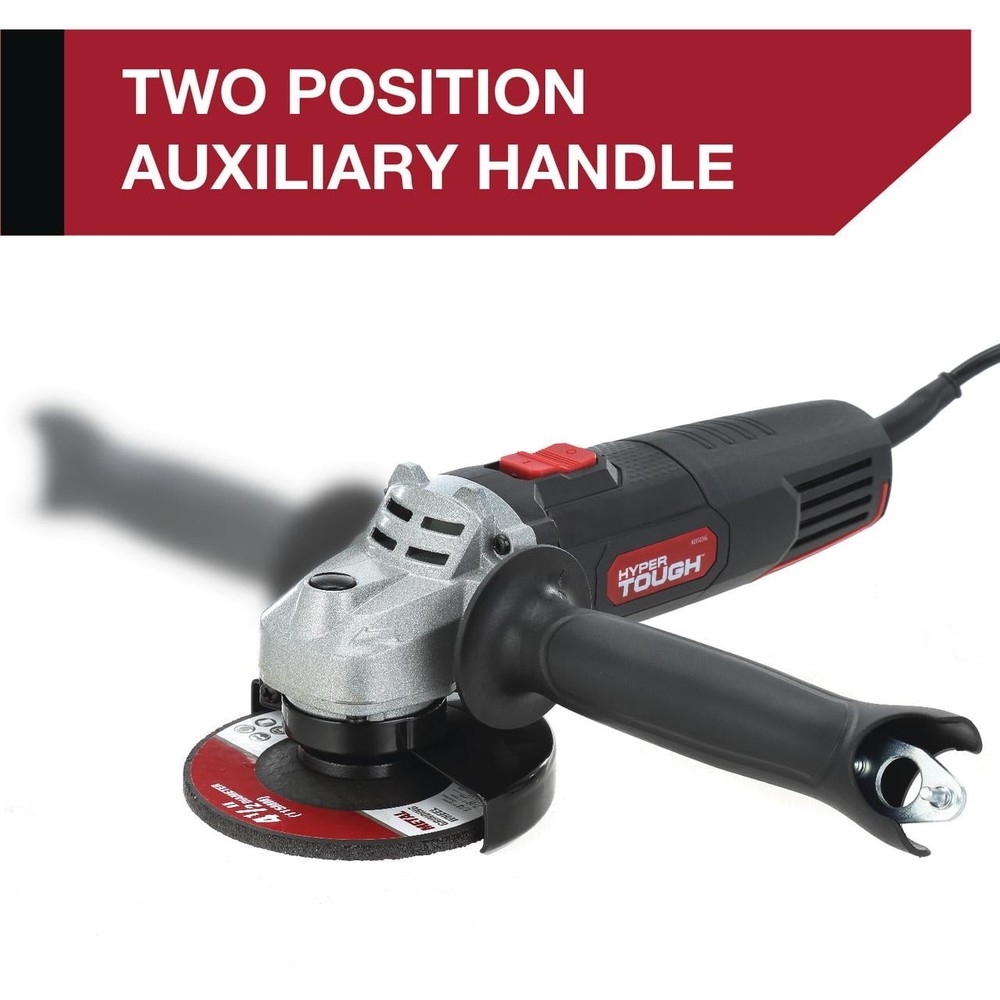 Hyper Tough 6 Amp Corded Angle Grinder with Handle, Adjustable Guard