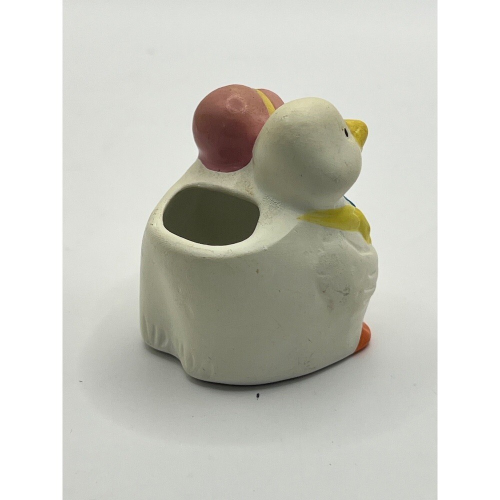 Duck Ceramic Double Ducklings Toothpick Holder Succulent Planter Easter Decor