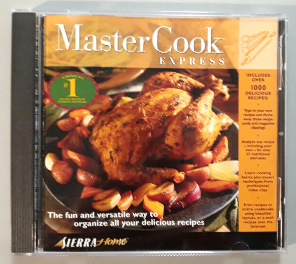 MasterCook Express PC MAC CD-ROM 1000 Recipes Organize Cooking Nutritional Info