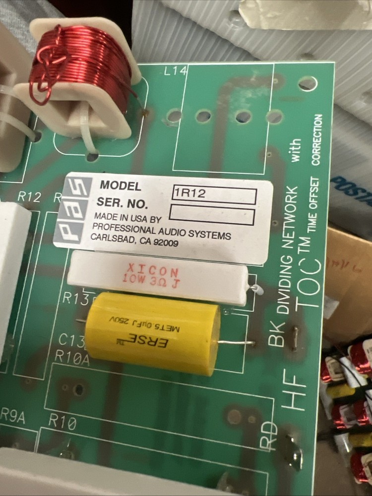 Professional Audio Systems PAS 1R12 Speaker Crossover BK Dividing Network TOC