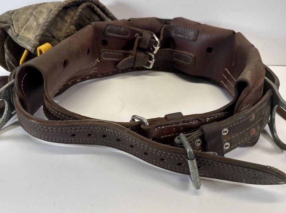 Lineman Pole/Tree Climbing Gear Bashlin Belt Brown Leather 88 B Size D 27