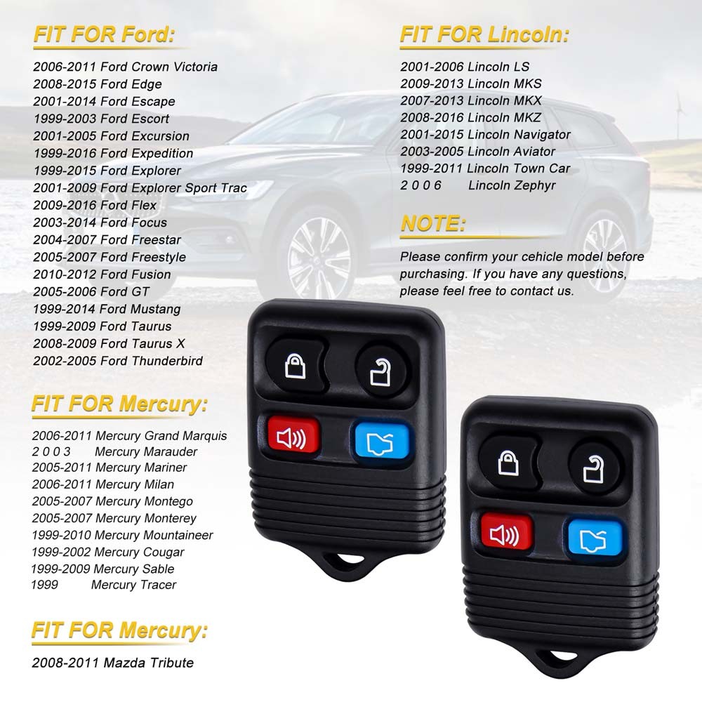 2 Keyless Entry Remote Control Car Key Fob Clicker Transmitter For Ford Explore
