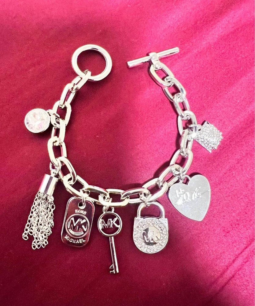 MK Charms Chain Bracelet for Female Silver tone
