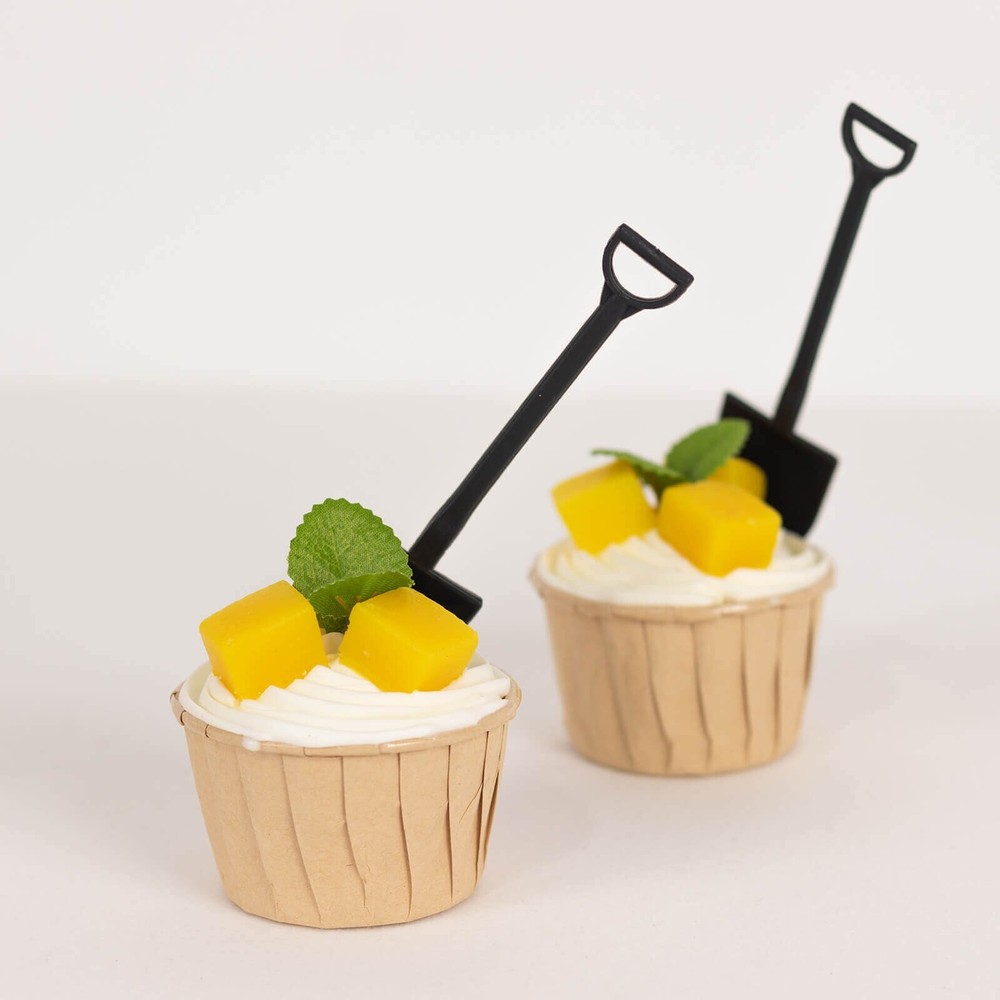 100 BLACK Mini Shovel Plastic Dessert Spoons Party Disposable Tableware