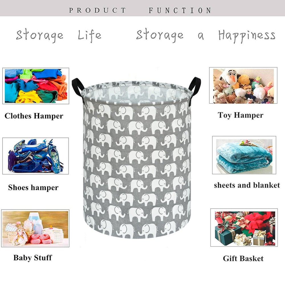 KUNRO Round Laundry Gift Basket Storage Hamper, Clothes Storage Organizer Bin...